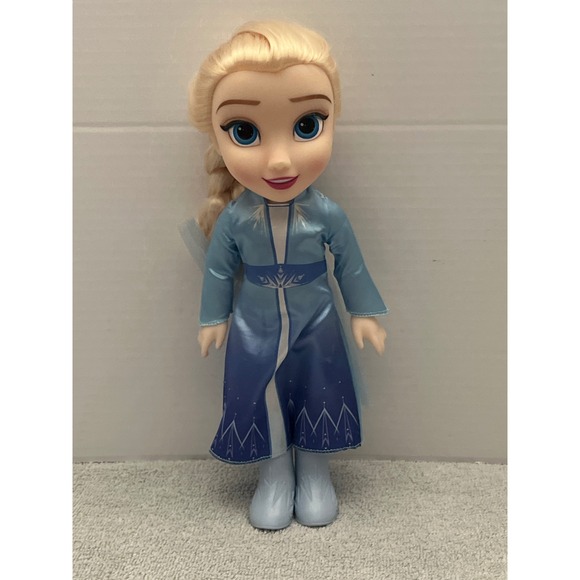 Disney Other - Disney Frozen Elsa Doll 14 Inch Large Poseable Blonde Braid Blue Travel Dress